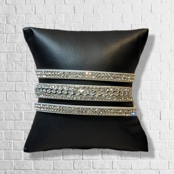 A4 New Bright White & Silver Crystal Rhinestone Wrap Bracelet Adjustable NEW - Picture 7 of 15